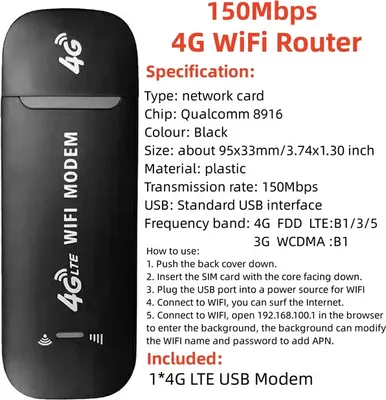 4G LTE WLAN USB Router Mobiles WIFI Hotspot Modem Auto Stick SIM Portabel mobiles Internet