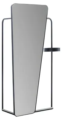 Image de Miroir sur pied Miroir Tiroir Étagère Cintre Métal Noir Décoration