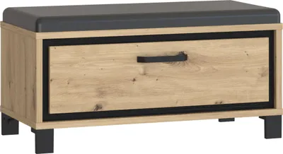 Produktbild von Furniture24 Sitzbank Trondheim Tdht011 Mit Schublade Eiche Artisan Polsterbank Flurbank Kunstleder