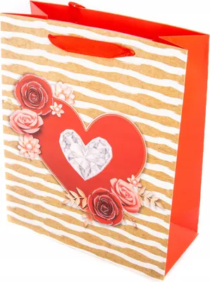 Image de Sac cadeau Saint-Valentin 26 x 32 cm Sac en papier en forme de cœur Sac cadeau Amour Romantisme