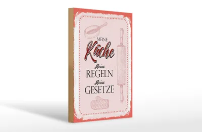 Produktbild von Holzschild  Meine Küche meine Regeln, 30 x 20 cm, Holzschilder Spruch Küche