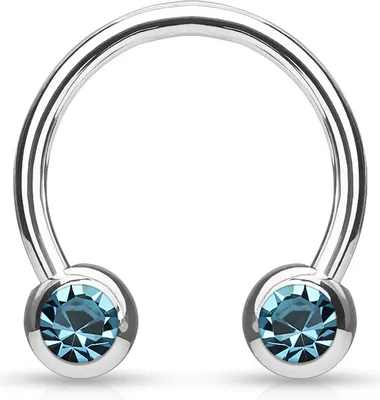 Produktbild von viva-adorno 1,2x10x4mm Hufeisen Piercing Chirurgenstahl 316L Frontkristall Brustpiercing Septumpiercing verschiedene Farben und Größen Z529, Aqua