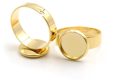 Produktbild von Vintageparts Ringrohlinge aus 304 Edelstahl, goldfarben, für 10 mm Cabochons, 2 Stück