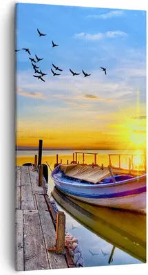 Produktbild von Bild auf Leinwand - Leinwandbild - See Boot Wasser - 55x100cm - Wand Bild - Wanddeko - Wandbilder - Leinwanddruck - Bilder - Kunstdruck - Wanddekoration - Leinwand bilder - Wandkunst - PA55x100-3983