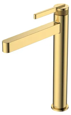 Produktbild von AVAPAX | Hohe Waschtischarmatur aus Messing - 298 mm Höhe - Gold gebürstet - Für Aufsatzwaschbecken