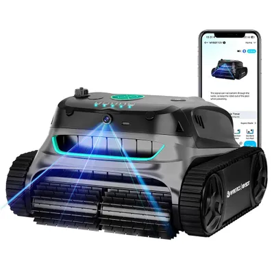 Obrázek produktu pro WYBOT S2 Vision: Bezdrátový robot do bazénu s integrovanou AI kamerou, provozní doba 210 minut, 8 různých režimů čištění