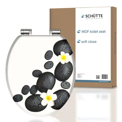 Immagine prodotto di Sedile per WC SCHÜTTE MDF DECORAZIONE IN PIETRA, coperchio per WC con chiusura morbida, sedile per WC con anima in legno, coperchio per WC