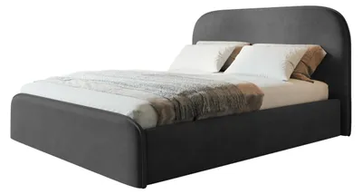 Produktbild von AlpiMeble Bett 90x200 - Polsterbett mit Bettkasten und Metallrahmen - Modern Betten - Weicher Jasminstoff - Kollektion Vienna - Dunkelgrau