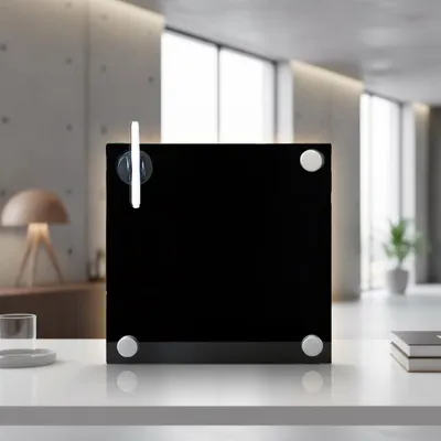 Obrázek produktu pro Skleněná magnetická tabule 45x45cm černá připínací tabule tabule na poznámky plánovač organizér