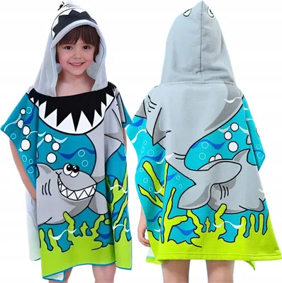 Zdjęcie produktu dla Ręcznik ponczo z kapturem 120x60 cm – szybkoschnący ręcznik plażowy dla dzieci