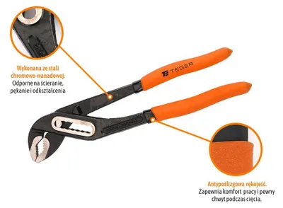 Obrázok produktu pre Nastaviteľné kliešte na rúry, 250 mm / TEGER