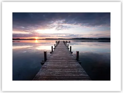 Produktbild von Poster - Poster ohne Rahmen - Fußgängerbrücke See Sonnenuntergang Abend - 40x30 cm - Wand Bild - Wanddeko - Wandbilder - Kunstposter - Wandposter - Bilder - Kunstdruck - Wandbild - P2XAA40x30-2635