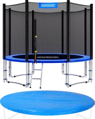Image de Trampoline Ø 366 cm Certifié SÜD GS Set complet Filet de sécurité Bâche de protection Echelle Coussin Jardin Jeux