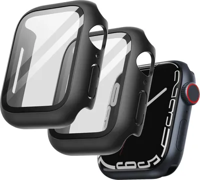 Obrázok produktu pre JETech Apple Watch Series 9 8 7 45 mm puzdro z tvrdeného skla Ochranná fólia čierna