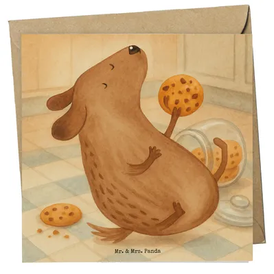 Produktbild von Mr. & Mrs. Panda Grußkarte Hund Keks Design - Weiß - Geschenk, doppelkarte, Hundesnacks, Klappkarte, Glückwunschkarte, Hundeleckerli, glücklich, Hungrig, faltkarte