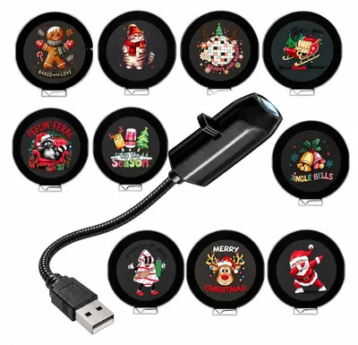 Produktbild von Weihnachts Projektor LED 5D, 10-teiliges Set mit USB, 360° drehbarer Projektionslampe, Weihnachtsmotive und Nachtlicht für Raumdekoration