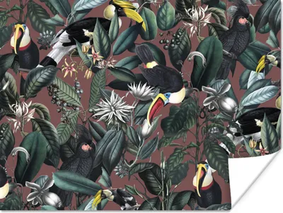 Produktbild von MuchoWow® Poster Blumen - Tukan - Blätter 120x90 cm - Wandbild