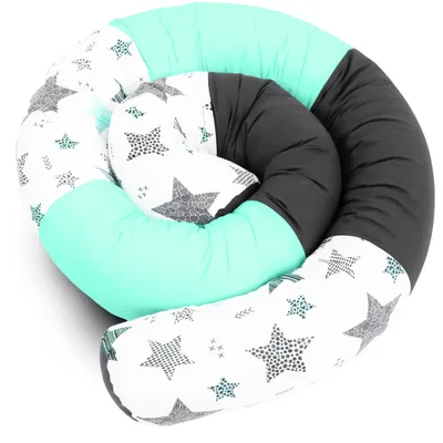 Produktbild von Amilian Bettschlange 210cm – Nestchenschlange für Babybett, Nestchen, Bettumrandung & Kantenschutz – Seitenschläferkissen – Bettrolle - Kopfschutz