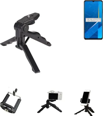 Produktbild von K-S-Trade Stativ Tisch-Ständer Dreibein Handy-Stativ Ständer kompatibel mit Huawei Honor X10 Max Mini-Stativ Smartphone Tripod Handy-Stativ aus