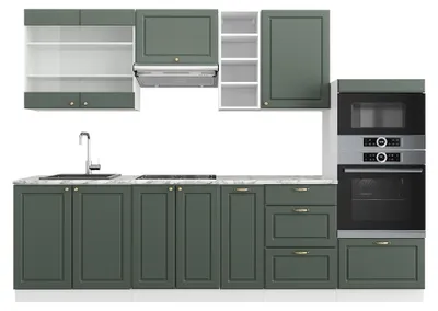 Zdjęcie produktu dla Aneks kuchenny Vicco Fame-Line Zielono-złoty dom wiejski/biały 280 cm , BP Marmur, Model 42120