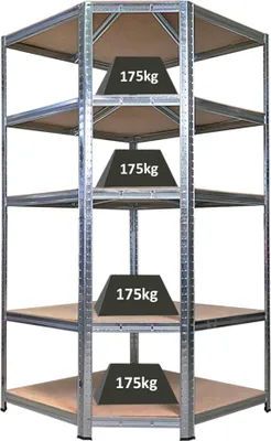 Produktbild von Eckregal Ragnar | HxBxT 180x90x60cm | Fachlast 175kg | Verzinkt