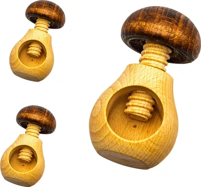 Produktbild von Neustanlo | Nussknacker Pilz 3er Set | Schraubgewinde aus Buchenholz | formschön und funktional | ideal für hartnäckige Nüsse