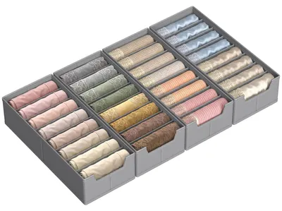 Produktbild von SONGMICS Schubladen-Organizer 4er Set, Unterwäsche-Organizer für IKEA HEMNES und MALM Kommoden, faltbar, Grau