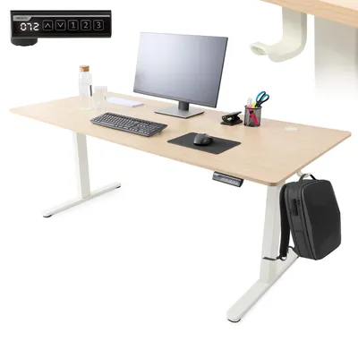 Obrázok produktu pre Elektricky výškovo nastaviteľný stôl AREBOS 160x80 cm | Pamäťová funkcia | Nastaviteľný počítačový stôl 72-118 cm | Kancelársky stôl | Stojaci stôl | Béžová