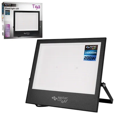 Produktbild von MasterLED LED Außenstrahler 200W 16000lm 4500K IP65 Flutlicht, Slim Industriestrahler Wandstrahler Schwarz