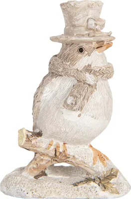 Image de Clayre & Eef Figurine décorative Oiseau 5x3x8 cm Beige Plastique
