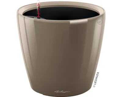 Obrázok produktu pre Plastový kvetináč Lechuza Classico LS Ø 35 cm H 32,5 cm taupe vrátane zavlažovacieho systému, vložky na rastliny, substrátu a ukazovatele hladiny vody