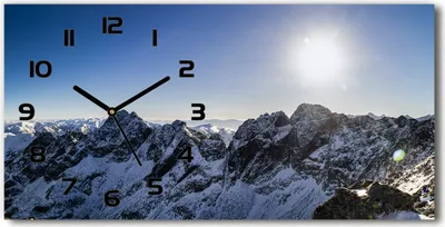 Produktbild von Wanduhr aus Glas – 60x30 cm - Glasbild - Glasuhr - Gehärtetes Glas - schwarze-zeiger - Winter in der Tatra