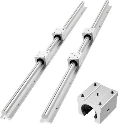 Immagine prodotto di Guide lineari VEVOR SBR25, confezione da 2 guide lineari da 1200 mm e 4 blocchi di scorrimento, albero completamente supportato, guida per macchine da taglio, molatrici, fresatrici, trapani ecc.