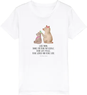 Produktbild von Mr. & Mrs. Panda Kleinkinder T-Shirt Bär Kind 7-8 Jahre (122/128) - Weiß - Geschenk, Muttertag, Kindershirt, Kinder Baumwollshirt, Shirts für, Mutter, Teenager, Mama