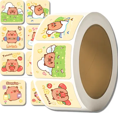 Obrázek produktu pro EDIBAZZAR | Barevné samolepky kapybary v roli po 300 kusech. pro děti DIY
