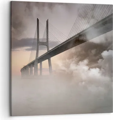 Produktbild von Bild auf Leinwand - Leinwandbild - Brücke Nebel Wasser - 50x50cm - Wand Bild - Wanddeko - Wandbilder - Leinwanddruck - Bilder - Kunstdruck - Wanddekoration - Leinwand bilder - Wandkunst - AC50x50-3525