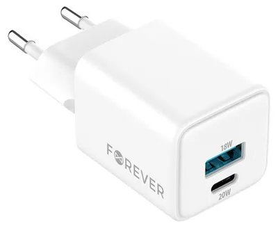 Obrázek produktu pro Nabíječka Forever TC-08-20AC GaN PD QC, bílá, 1x USB-C, 1x USB, 20W