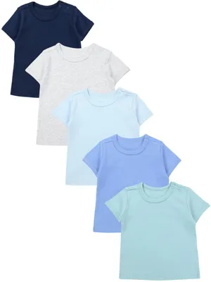 Produktbild von TupTam Baby Jungen Kurzarm T-Shirt mit Aufdruck Unifarben Sterne Streifen 5er Set, Farbe: Baby Junge , Größe: 80
