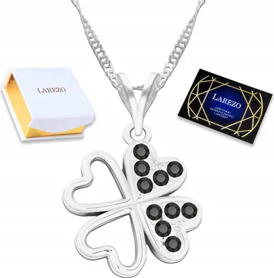 Image de Collier en argent avec trèfle pour le bonheur Fleur en zirconium noir ARGENT 925