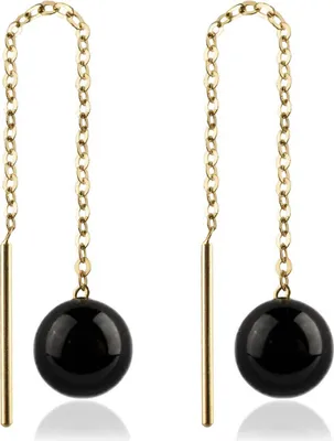 Produktbild von 585 Gelbgold Durchzieher Ohrringe mit Onyx