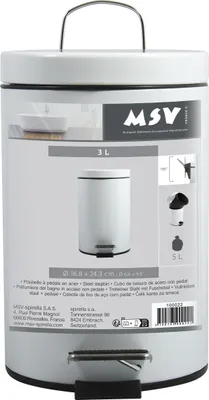 Image de Poubelle Metal Blanche 3l - M S V