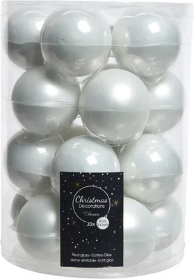 Produktbild von Weihnachtskugeln Glas 6cm x 20 Stück - Winterweiß