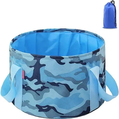 Produktbild von Campingausrüstung Campingwaschbecken 15 l, camouflageblau, leicht, faltbar, fuer Outdoor-Aktivitaeten