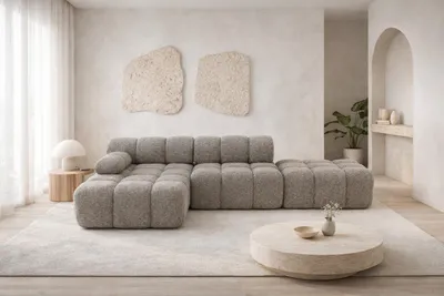 Produktbild von Kaiser Möbel Ecksofa modular mit Hocker, Sofa L-Form, Bouclé-Stoff Abriamo, Braun, Links, Selia