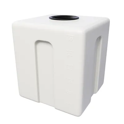 Produktbild von Quadratischer 60L Wasserbehälter Kubus – lebensmittelechter Kunststofftank, weiß, robust, für Trinkwassertransport, Camping, Haushalt KMND