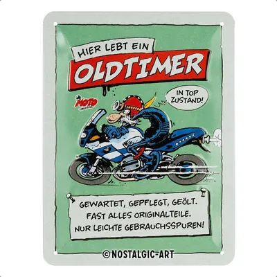 Produktbild von Nostalgic-Art - Blechschild 15 x 20 cm - MOTOmania – Hier lebt ein Oldtimer