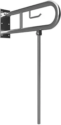 Produktbild von BELP Stützklappgriff in U-Form mit Standfuß & Toliettenpapierhalter Edelstahl gebürstet 100x800x616 mm, 120 kg Traglast für Bad & WC >> zum Bohren