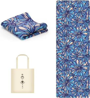 Produktbild von Faltbare Yogamatte – Fitnessmatte – Pilatesmatte – Für das Training zu Hause – Rutschfeste Oberfläche aus Mikrofaser – 183 x 61 cm – Blau