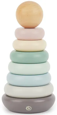Productafbeelding van Stapelspel voor baby's, vanaf 1 jaar. Motorisch speelgoed, houten ringenpiramide, roze