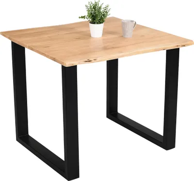 Produktbild von Esstisch Baumkante massiv Akazie eichefarben 90 x 90 cm schwarz DEREK